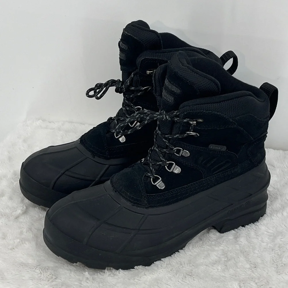 Kamik FARGO  Men's Black Snow Boots SIZE 10 THINSULATE WATERPROOF 3M